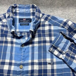 Vineyard Vines Mens Classic Fit Plaid Button Down Shirt Blue White Large 0392
